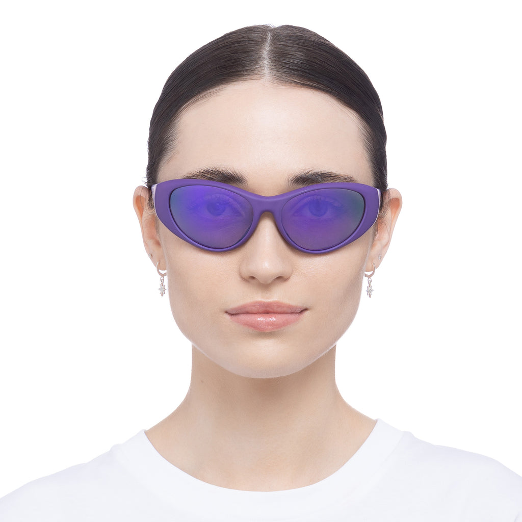 Dotcom Matte Violet Uni-Sex Wrap Sunglasses | Le Specs
