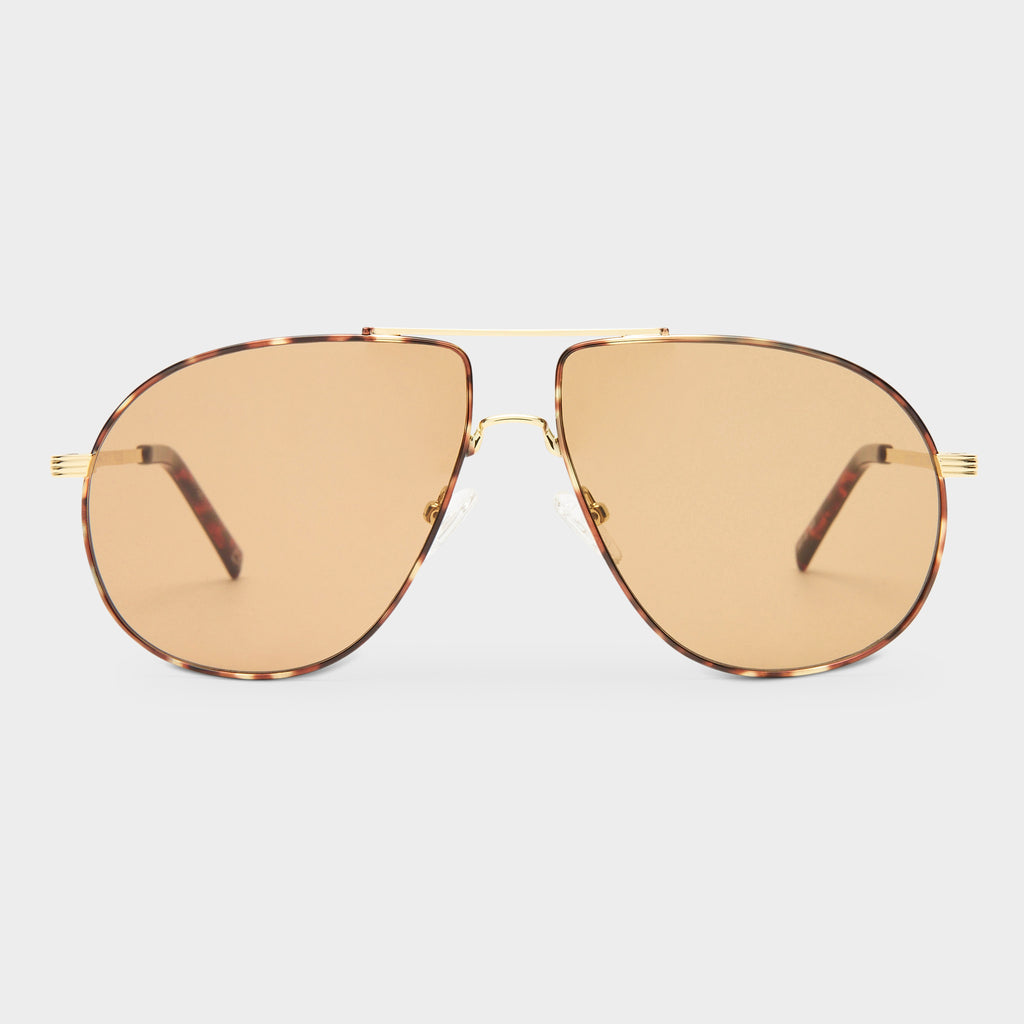 Brown fashion gold aviator sunglasses