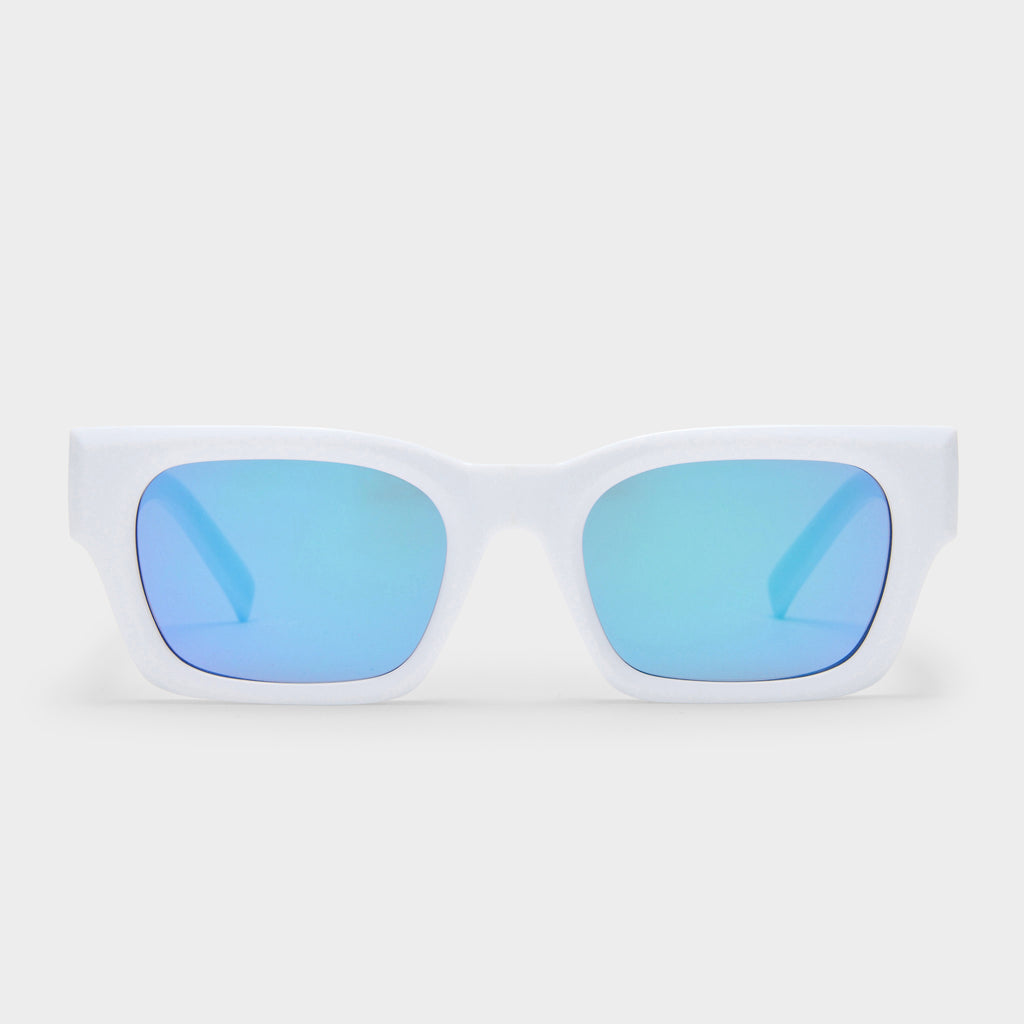 デュエット ホワイトフレーム Shmood White Uni-Sex Rectangle Sunglasses | Le Specs