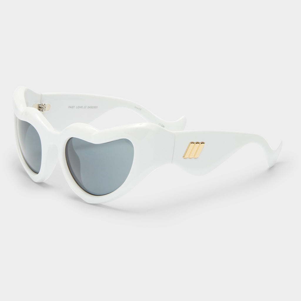 Fast Love White Female Wrap Sunglasses | Le Specs