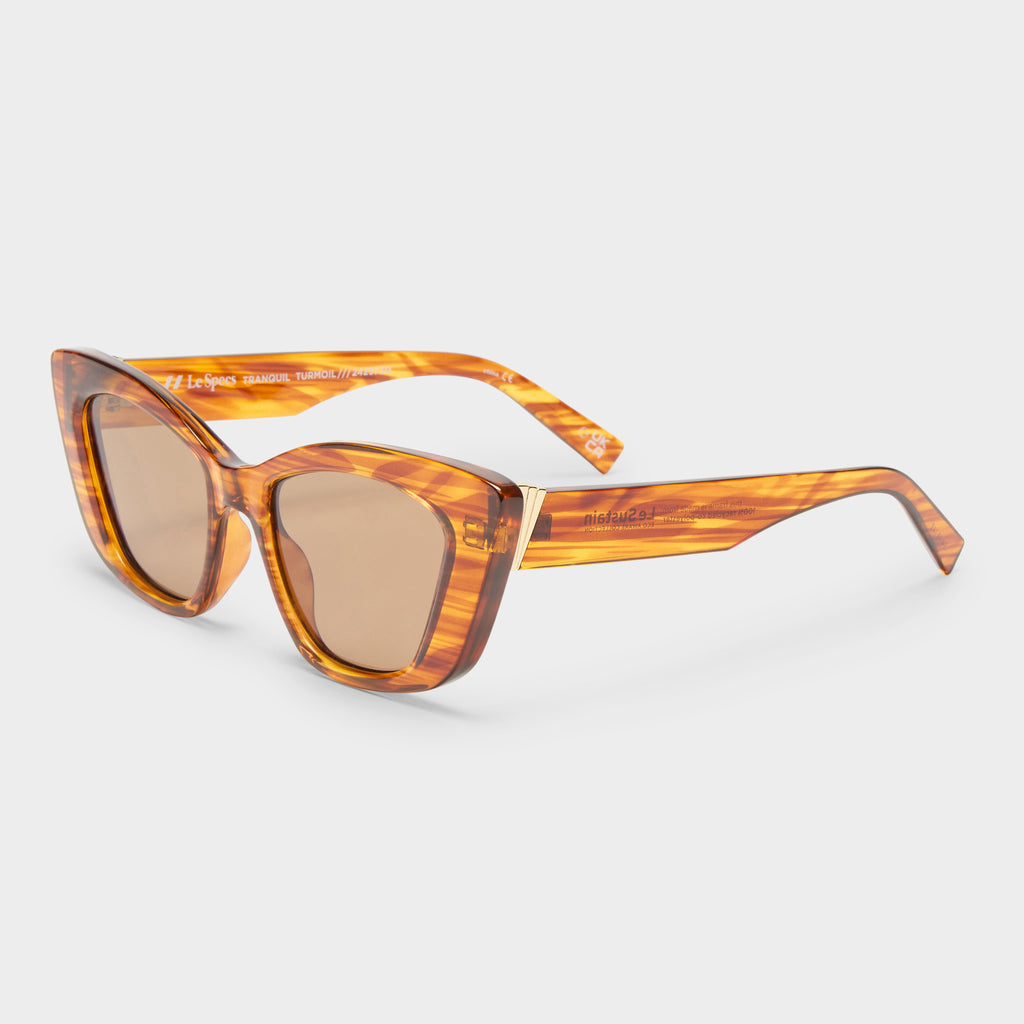 Tranquil Turmoil Woodstripe Female Cat-Eye Sunglasses | Le Specs display picture 2