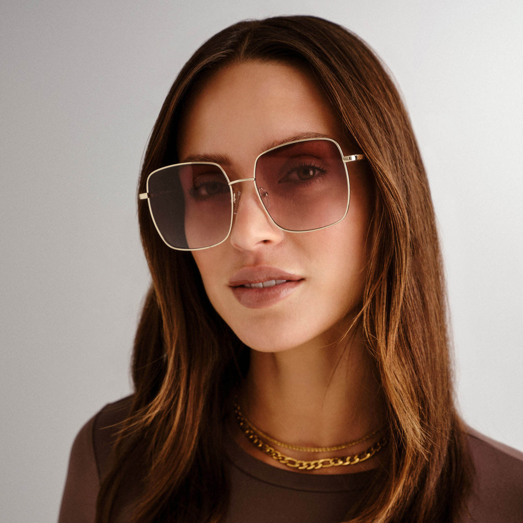 The Cherished Gold Female Square Sunglasses | Le Specs display picture 2