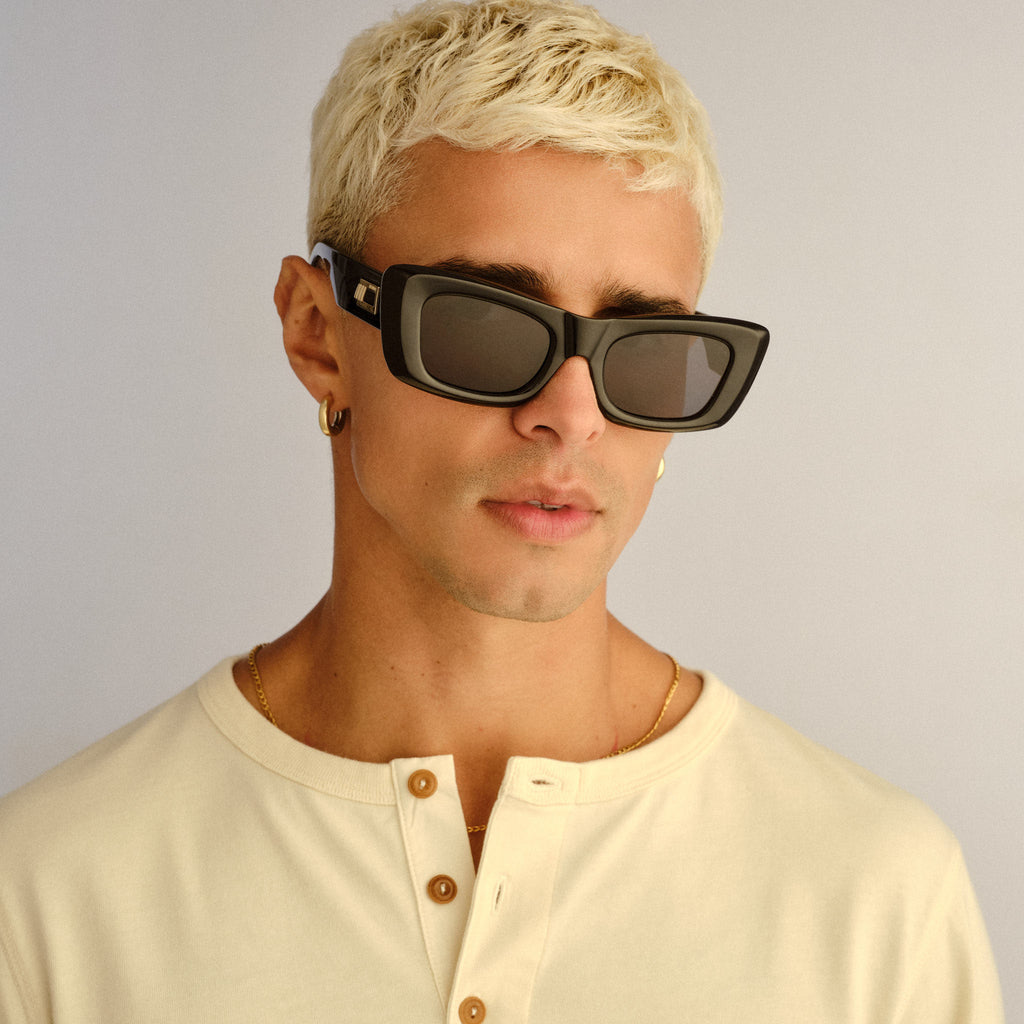 NWT Le Specs Dopamine Sunglasses Black Oversized Rectangular Frame Retro 90s Dopamine Black Uni-Sex Rectangle Sunglasses | Le Specs main image 3