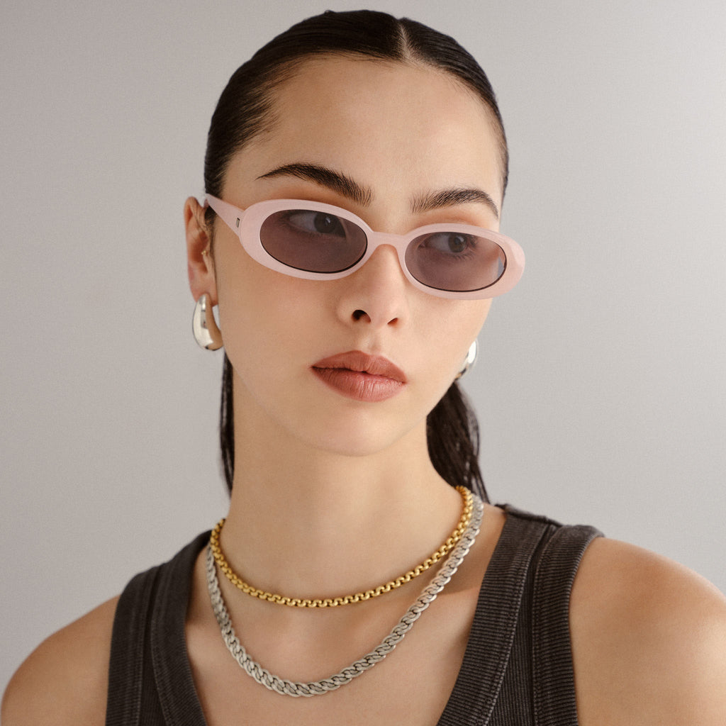 Outta Love Shell Pink Female Oval Sunglasses | Le Specs