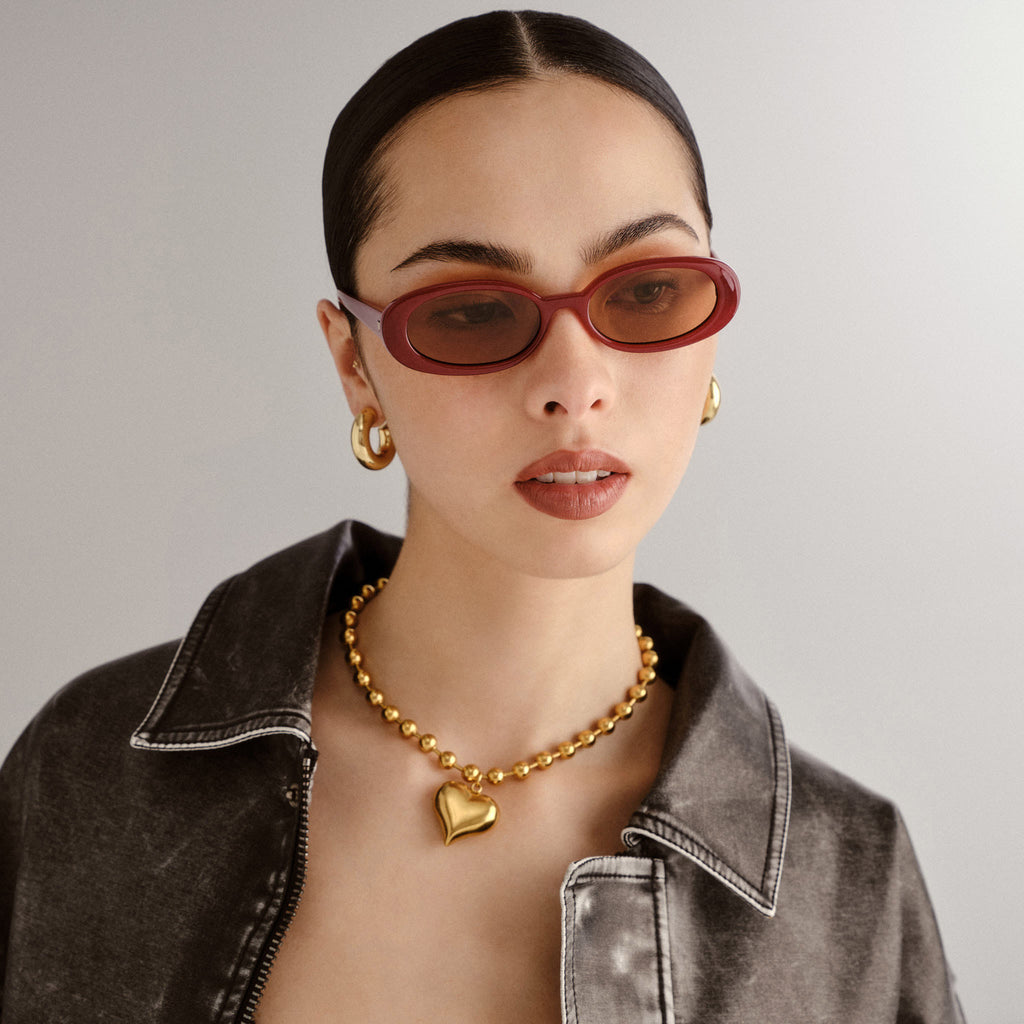 Outta Love Burgundy Female Oval Sunglasses | Le Specs