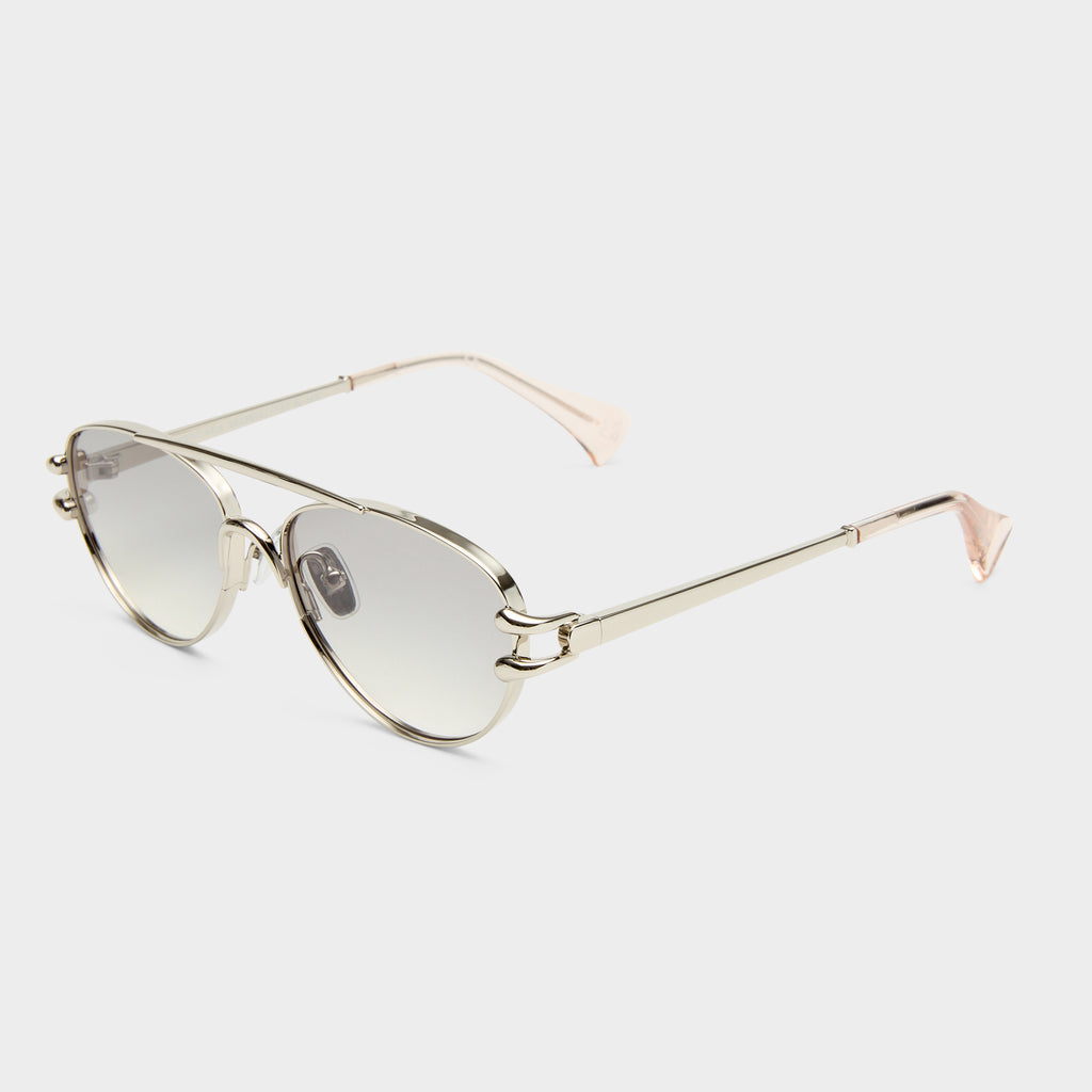 Numero Seis Bright Silver Female Aviator Sunglasses | Le Specs display picture 3