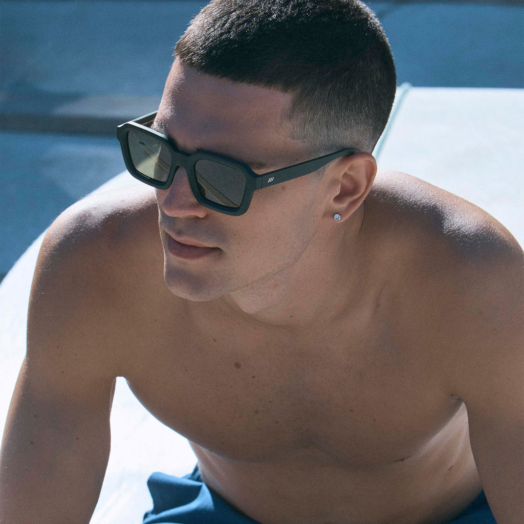 Impossible Matte Black Uni-Sex Square Sunglasses | Le Specs