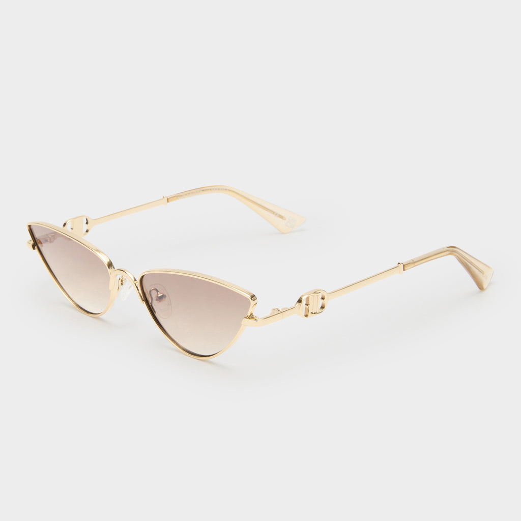 The Soiree Bright Gold Female Cat-Eye Sunglasses | Le Specs display picture 1