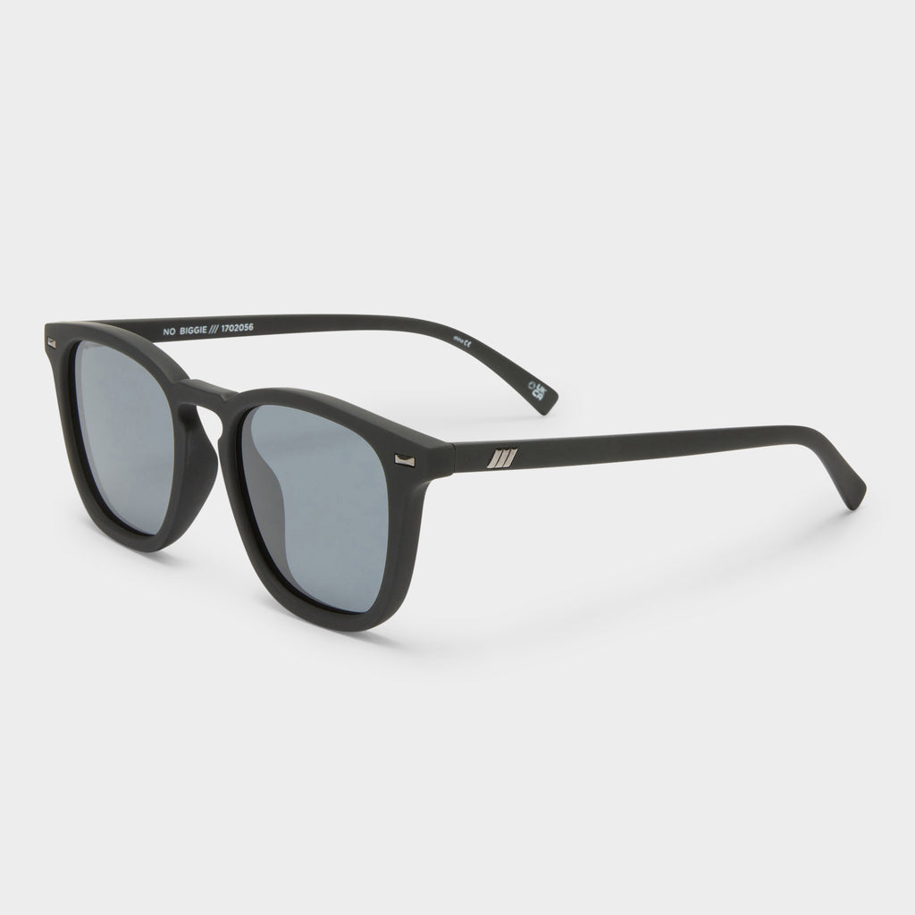 No Biggie Black Rubber Uni-Sex Square Sunglasses | Le Specs display picture 1