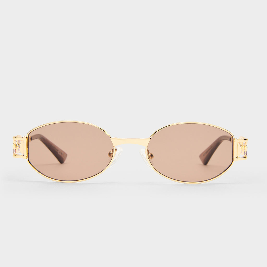 The Forbidden Gold Uni-Sex Oval Sunglasses | Le Specs