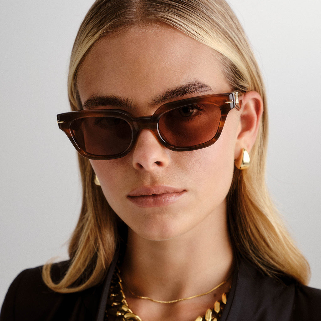 Numero Tres Teak Female D-Frame Sunglasses | Le Specs