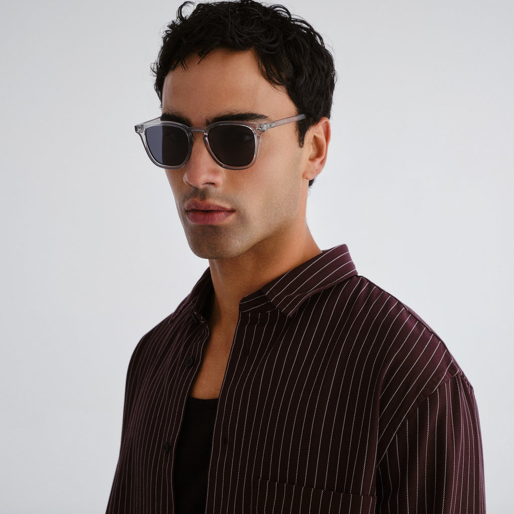 No Biggie Pewter Uni-Sex Square Sunglasses | Le Specs