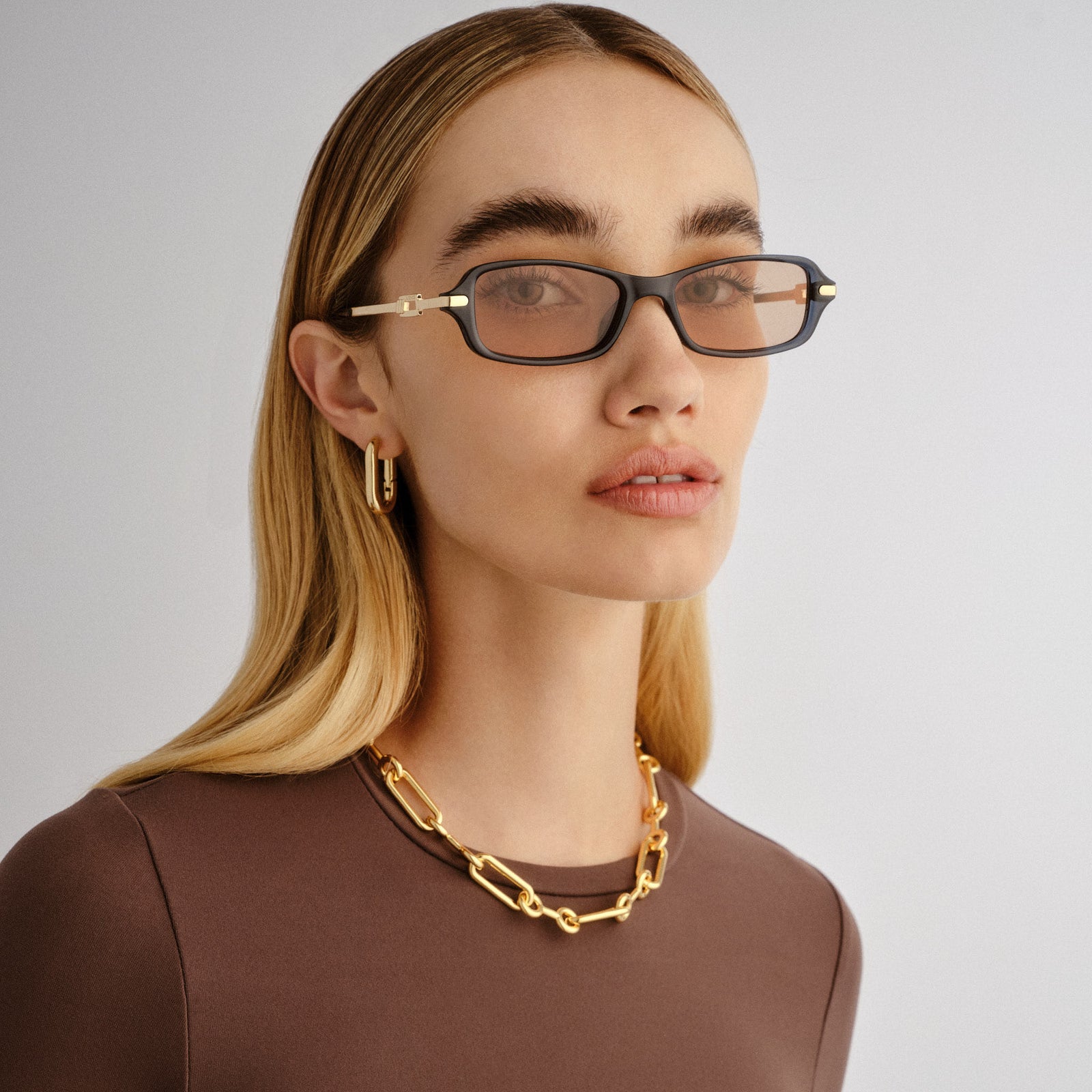 Bamboozler Dark Teal Female Rectangle Sunglasses | Le Specs