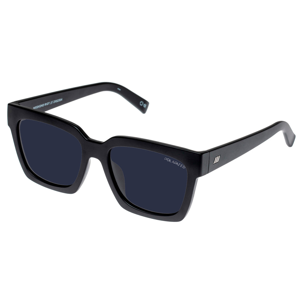Weekend Riot Matte Black Polarized Uni-Sex D-Frame Sunglasses