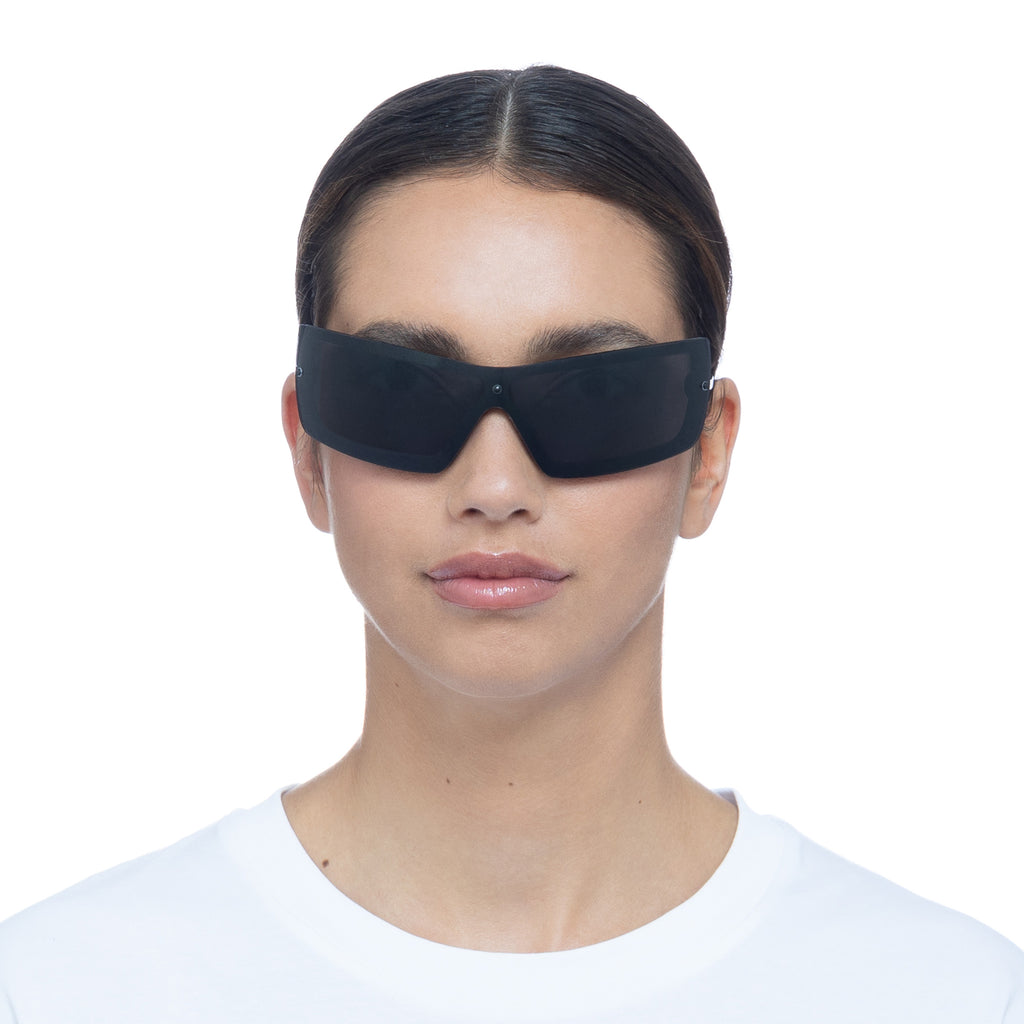 The Bodyguard Black Matte Black Uni-Sex Wrap Sunglasses Le Specs