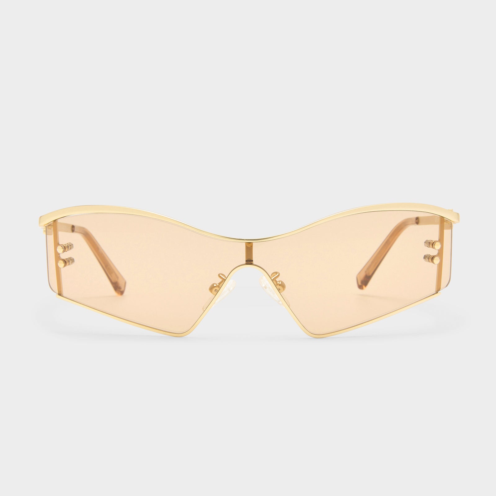Hyperbole Satin Gold Uni-Sex Shield Sunglasses | Le Specs