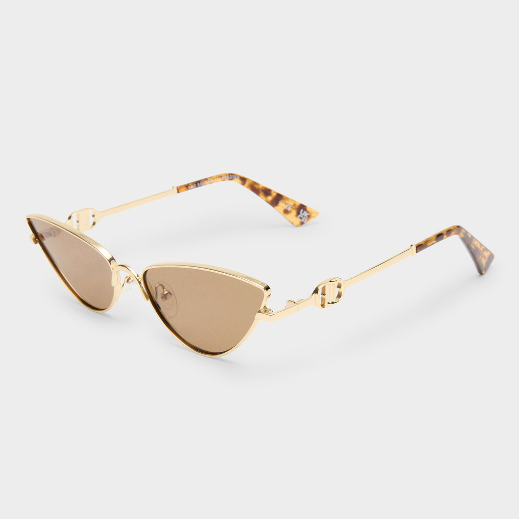 The Soiree Bright Gold Female Cat-Eye Sunglasses | Le Specs
