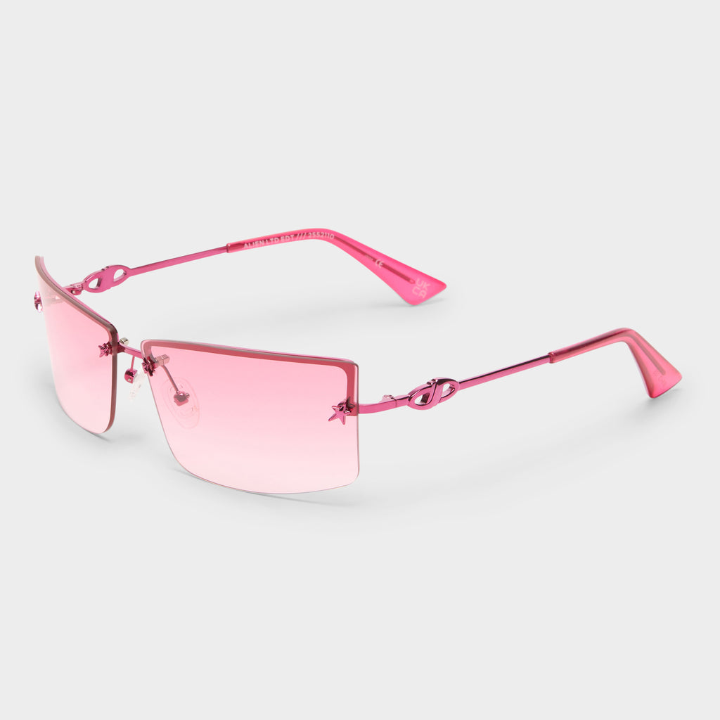Alien Pink Chrome Uni-Sex Rectangle Sunglasses | Le Specs display picture 1