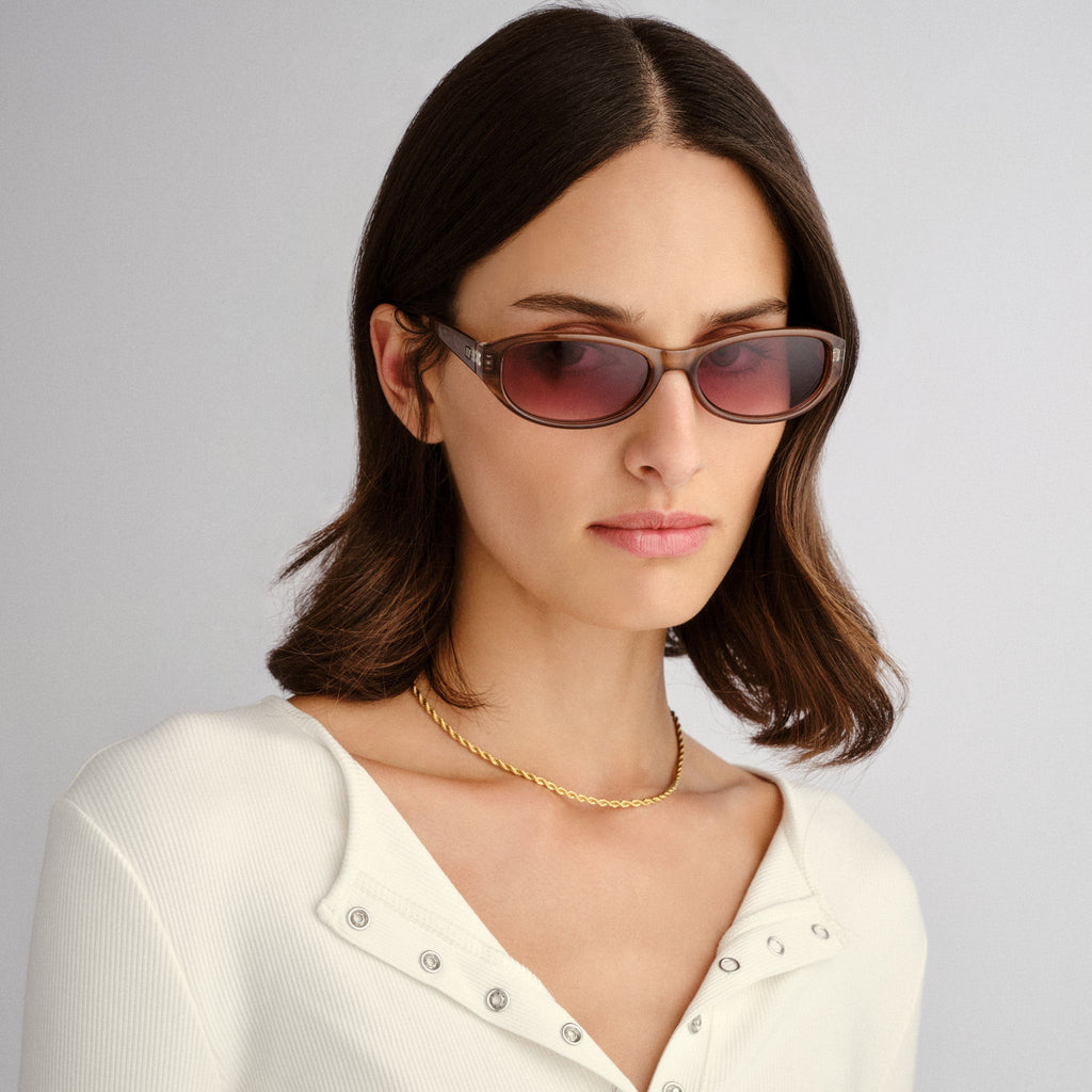 Don't Cha Pearl Chocolate Female Oval Sunglasses | Le Specs