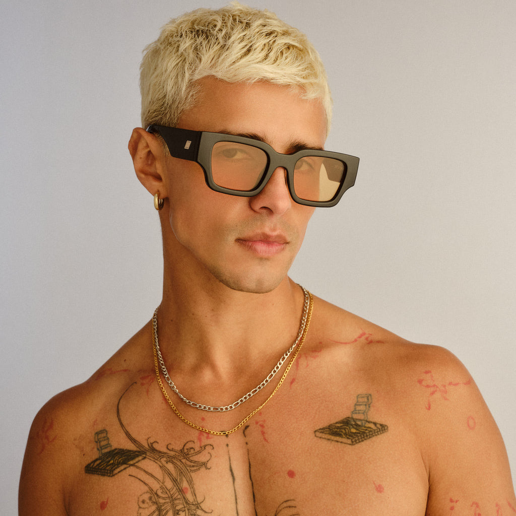 Atlantis Black Uni-Sex Rectangle Sunglasses | Le Specs