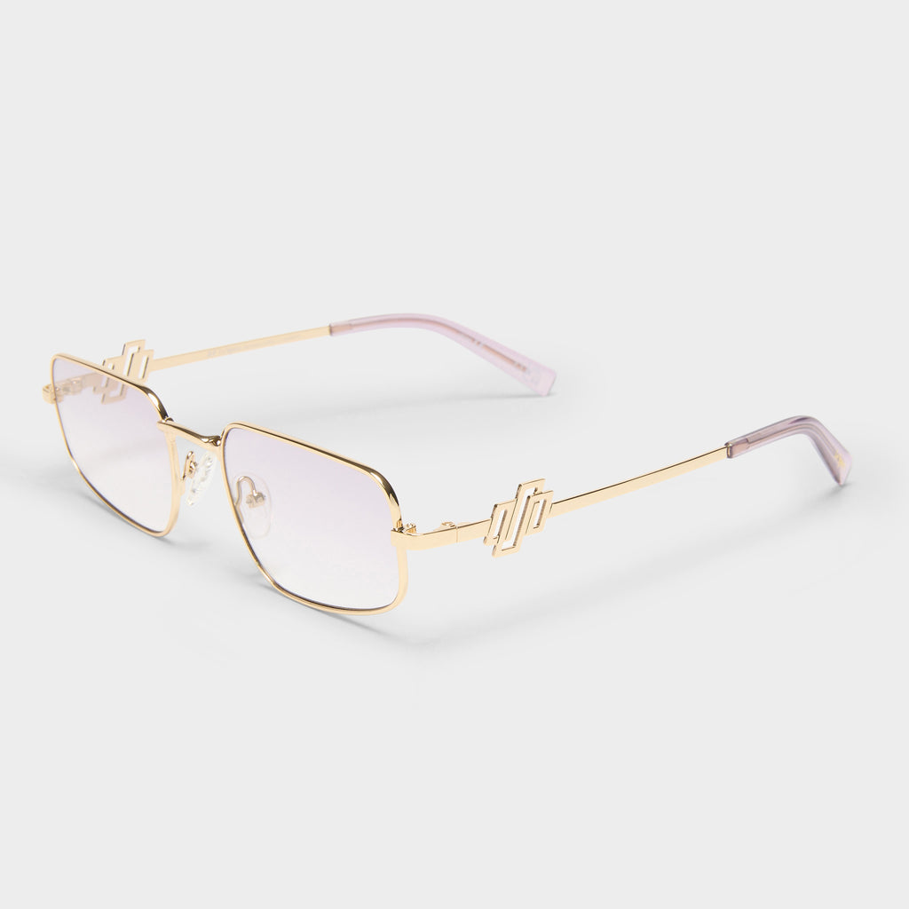 Galaxy - LeLee Metagalactic Bright Gold Uni-Sex Rectangle Sunglasses | Le Specs