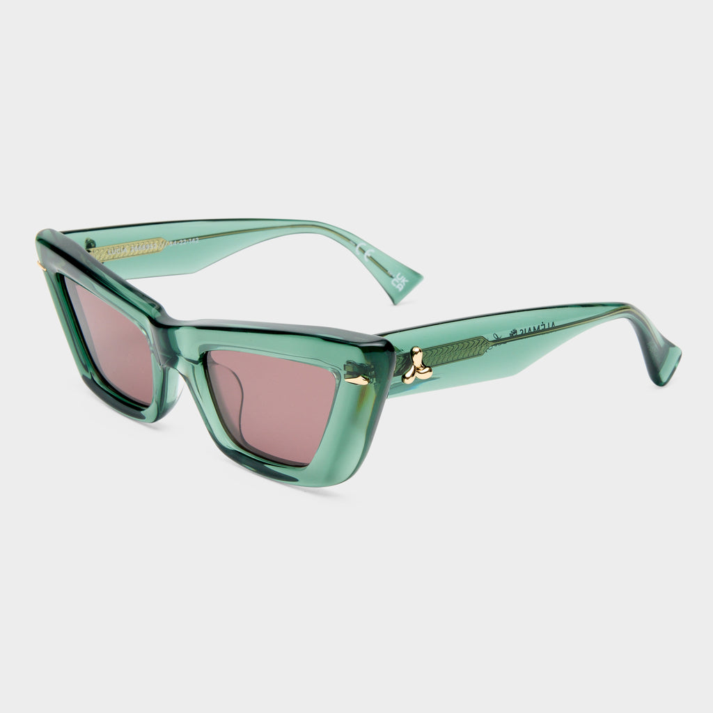 Lucia Sage Green Female Cat-Eye Sunglasses | Le Specs display picture 2