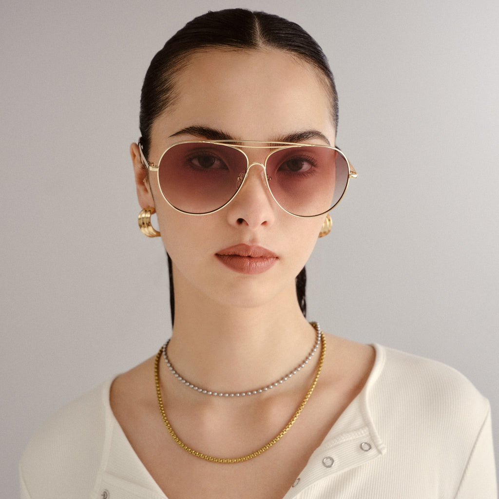 LE SPECS Women Abracadabra Bright Gold Aviator Sunglasses