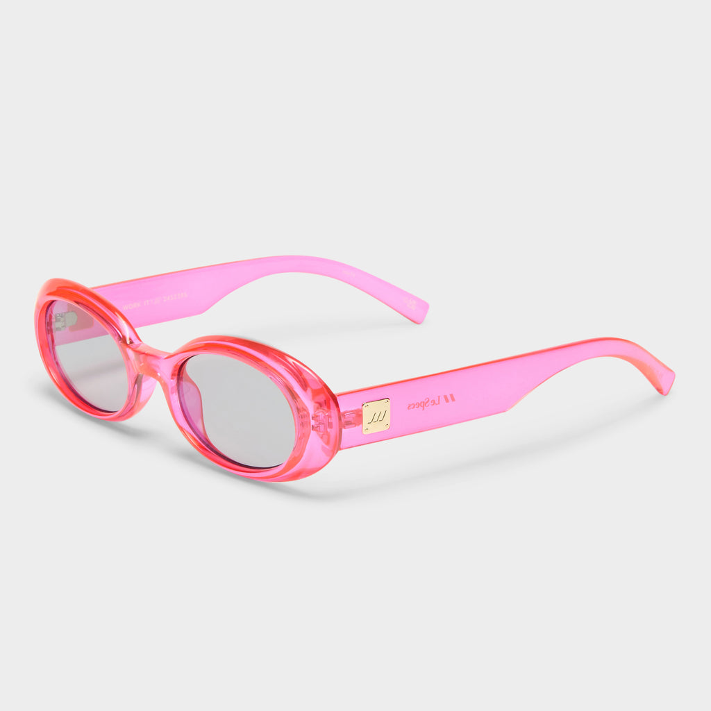 Work It! Hyper Pink Female Oval Sunglasses | Le Specs