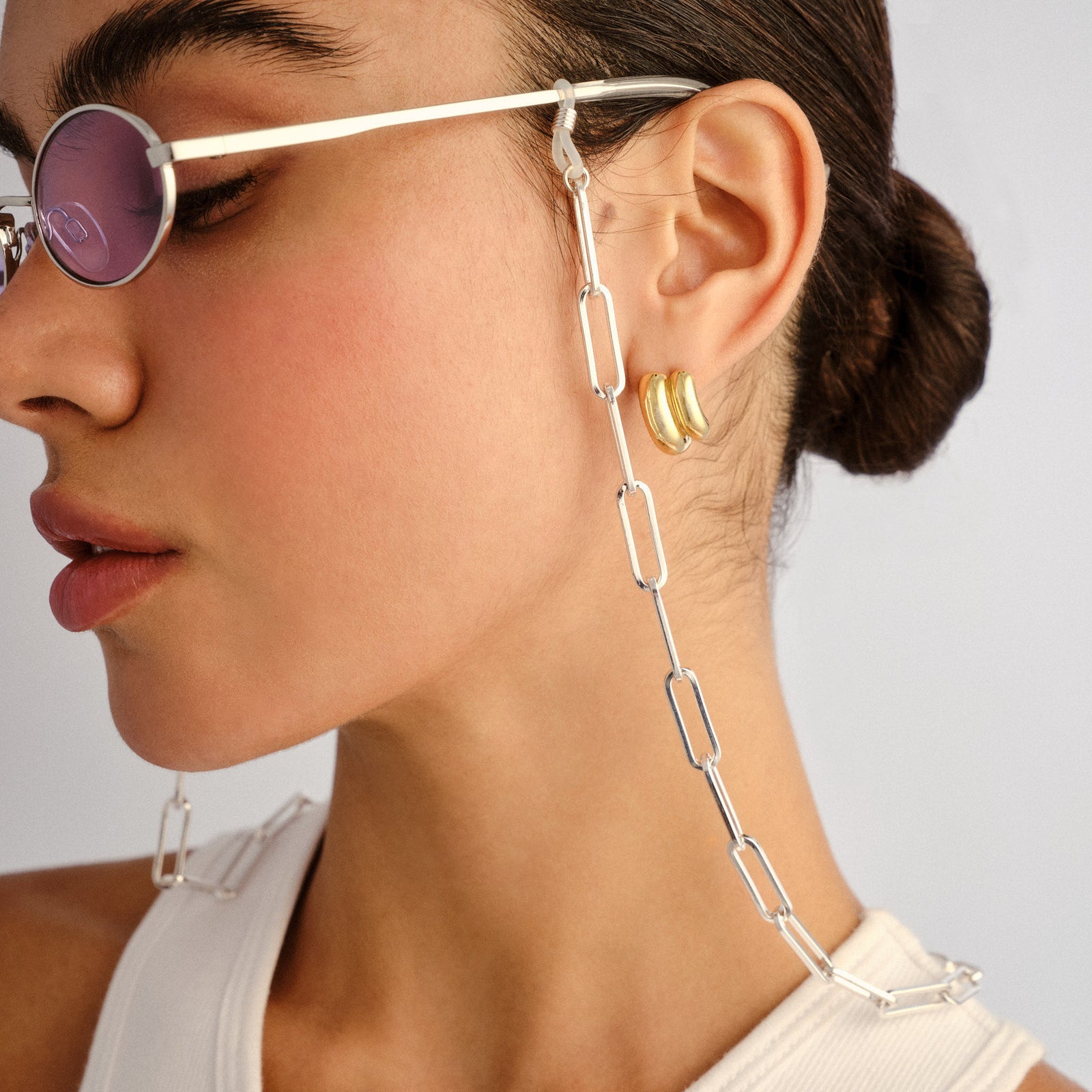 Bold Link Neck Chain Silver Female Unspecified Accessories | Le Specs