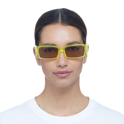 Cruel Intentions Hyper Yellow Uni-Sex Rectangle Sunglasses | Le Specs