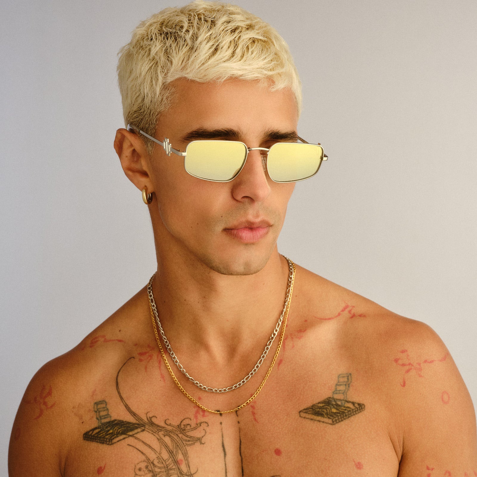 Metagalactic Silver Uni-Sex Rectangle Sunglasses | Le Specs