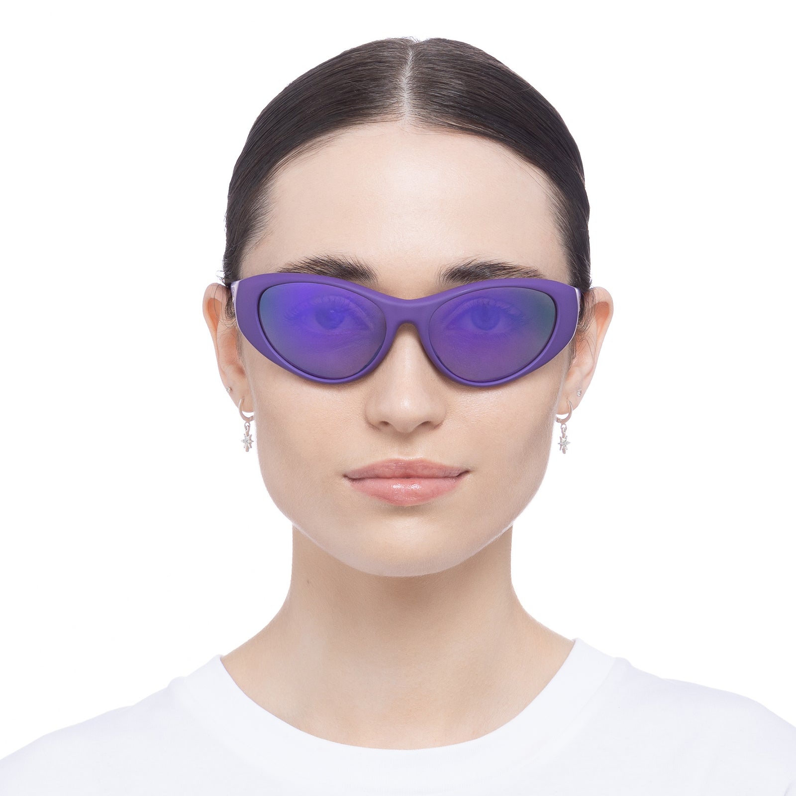 Dotcom Matte Violet Uni-Sex Wrap Sunglasses | Le Specs