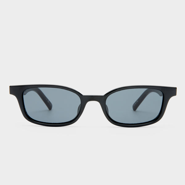 NEW LE SPECS unisex echelon rectangle small sunglasses in black Contemplation Black Uni-Sex Rectangle Sunglasses | Le Specs main image 3
