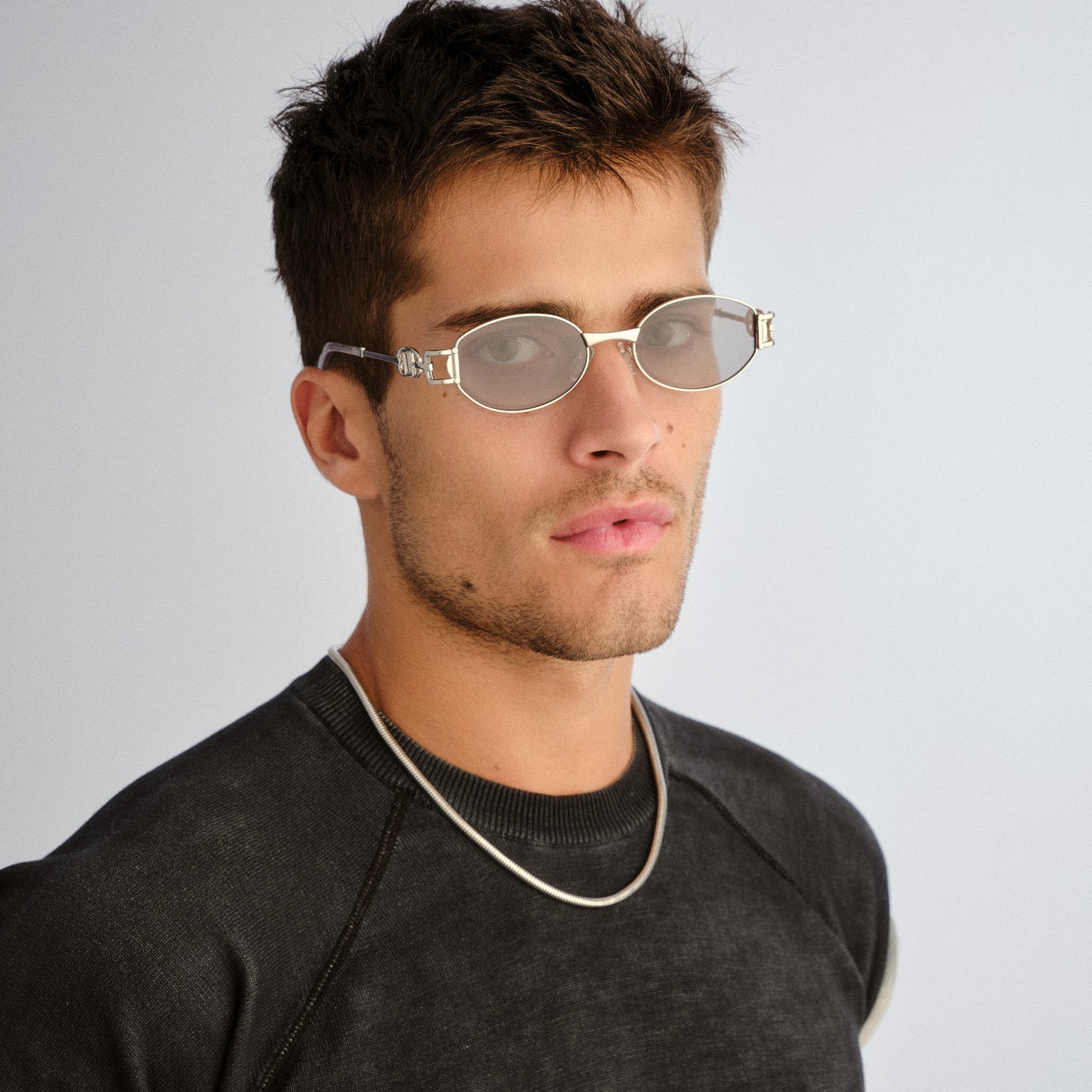 The Forbidden Silver Uni-Sex Oval Sunglasses | Le Specs