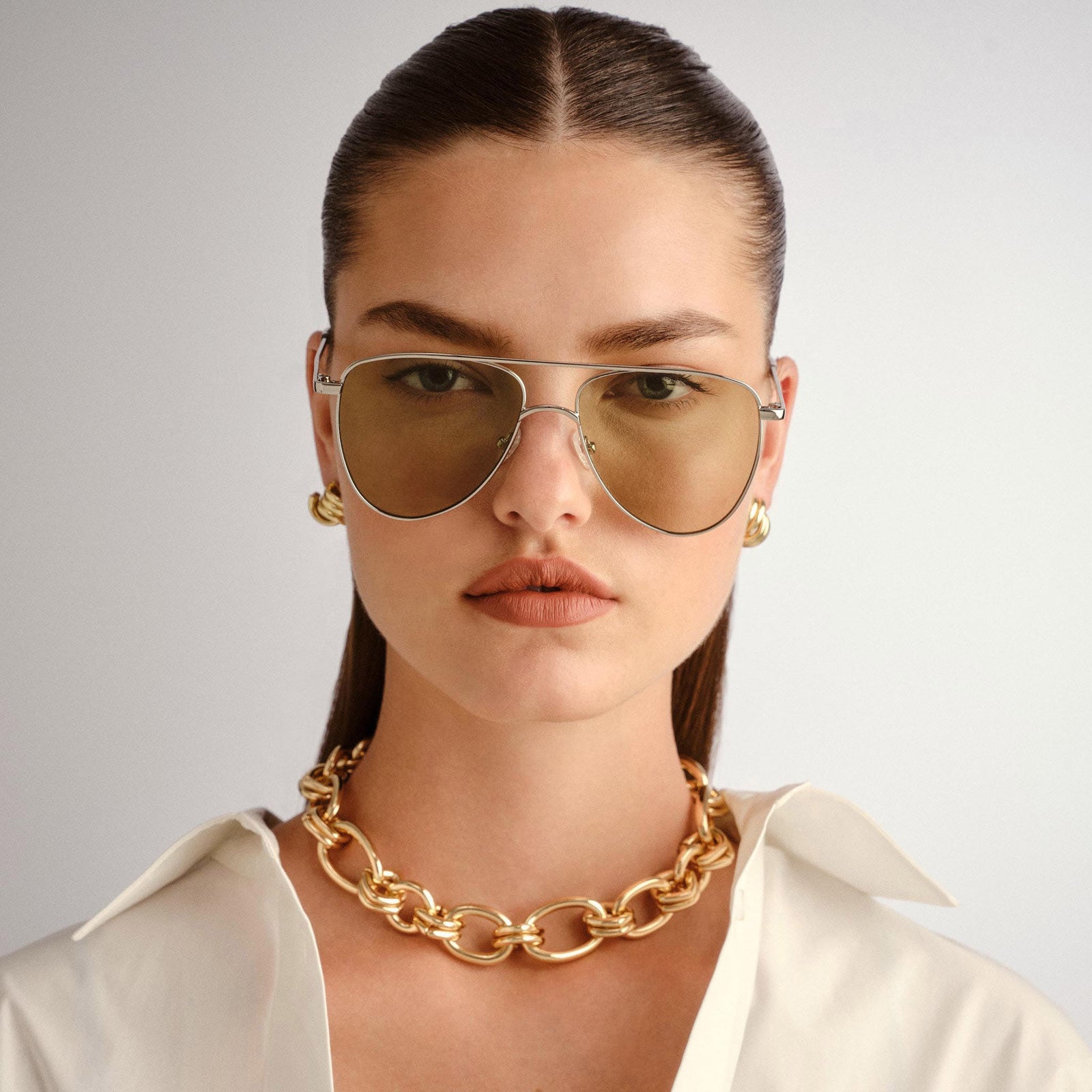 The Duke Silver Uni-Sex Aviator Sunglasses | Le Specs