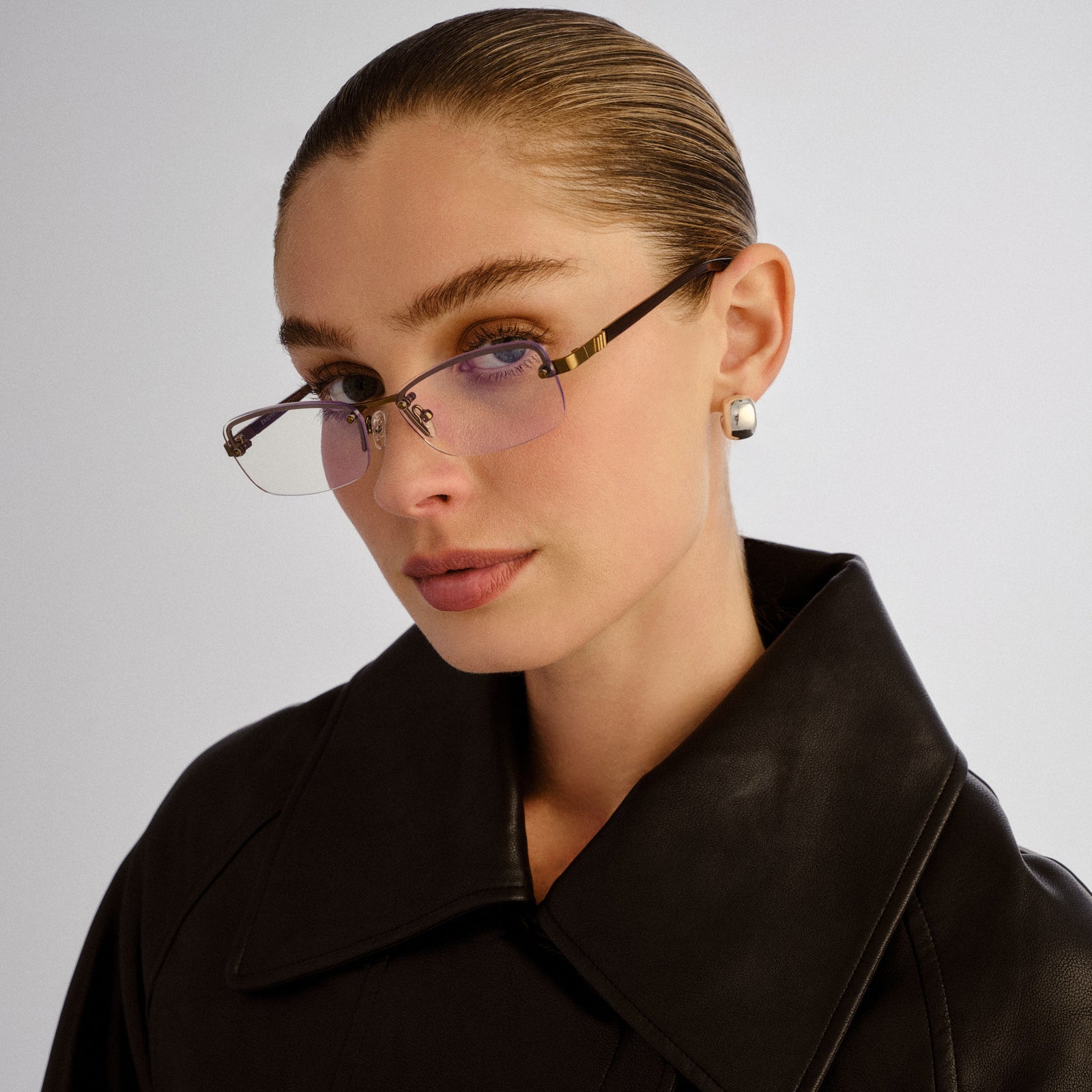 Enigmatic Dark Gold Female Rectangle Blue Light | Le Specs