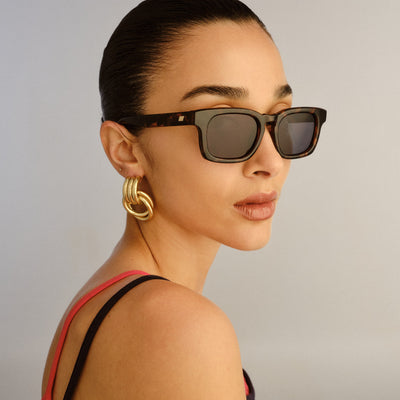 グラッピー　55UL Iceberg Wide Fit Tokyo Tort Uni-Sex Square Sunglasses | Le Specs