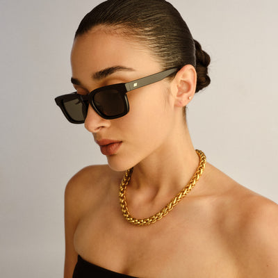 Iceberg Wide Fit Black Uni-Sex Square Sunglasses | Le Specs