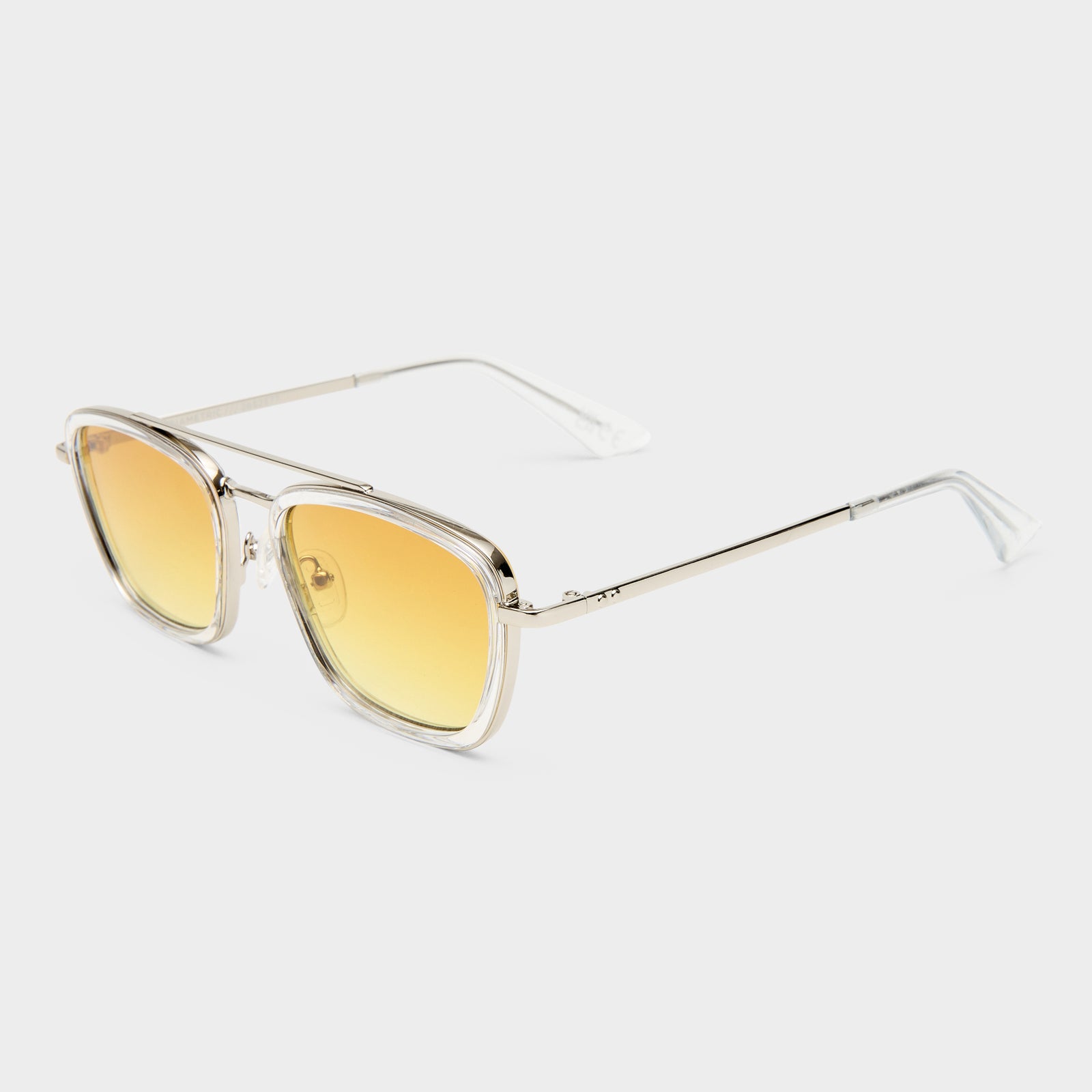 Diametric Silver Crystal Clear Uni-Sex Aviator Sunglasses | Le Specs