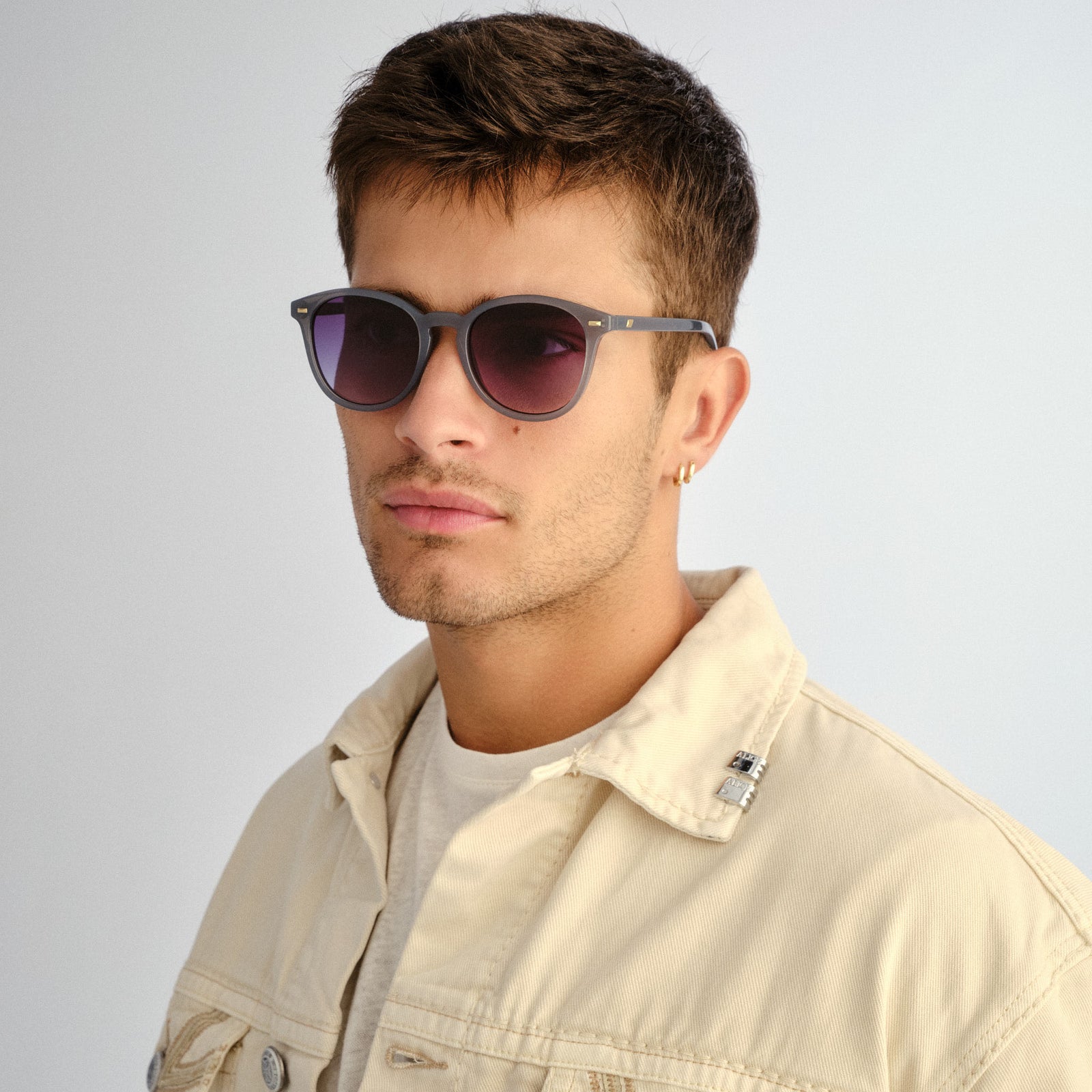 Bandwagon Slate Uni-Sex Round Sunglasses | Le Specs