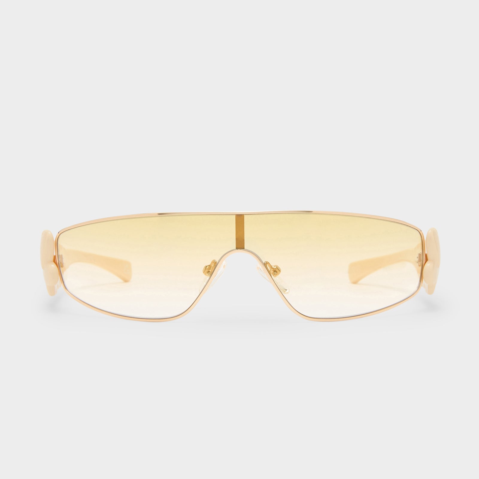 Temptress Bright Gold Female Shield Sunglasses | Le Specs