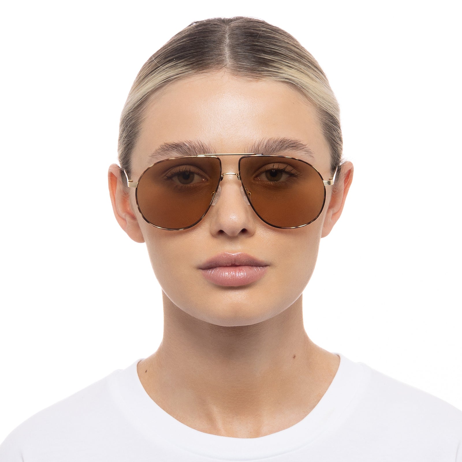 Schmaltzy Bright Gold Tort Uni-Sex Aviator Sunglasses | Le Specs