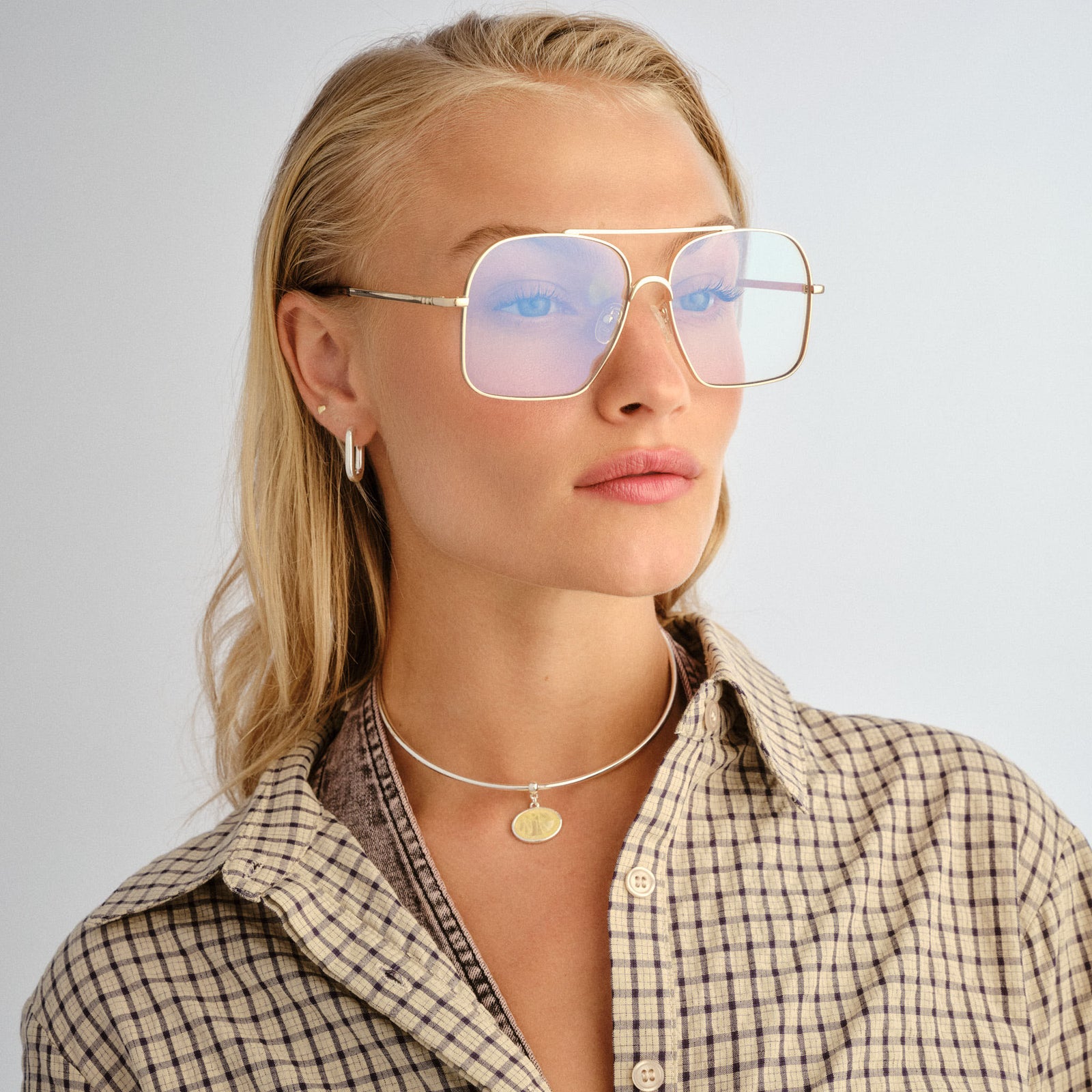 Civelle Gold Female Aviator Blue Light | Le Specs