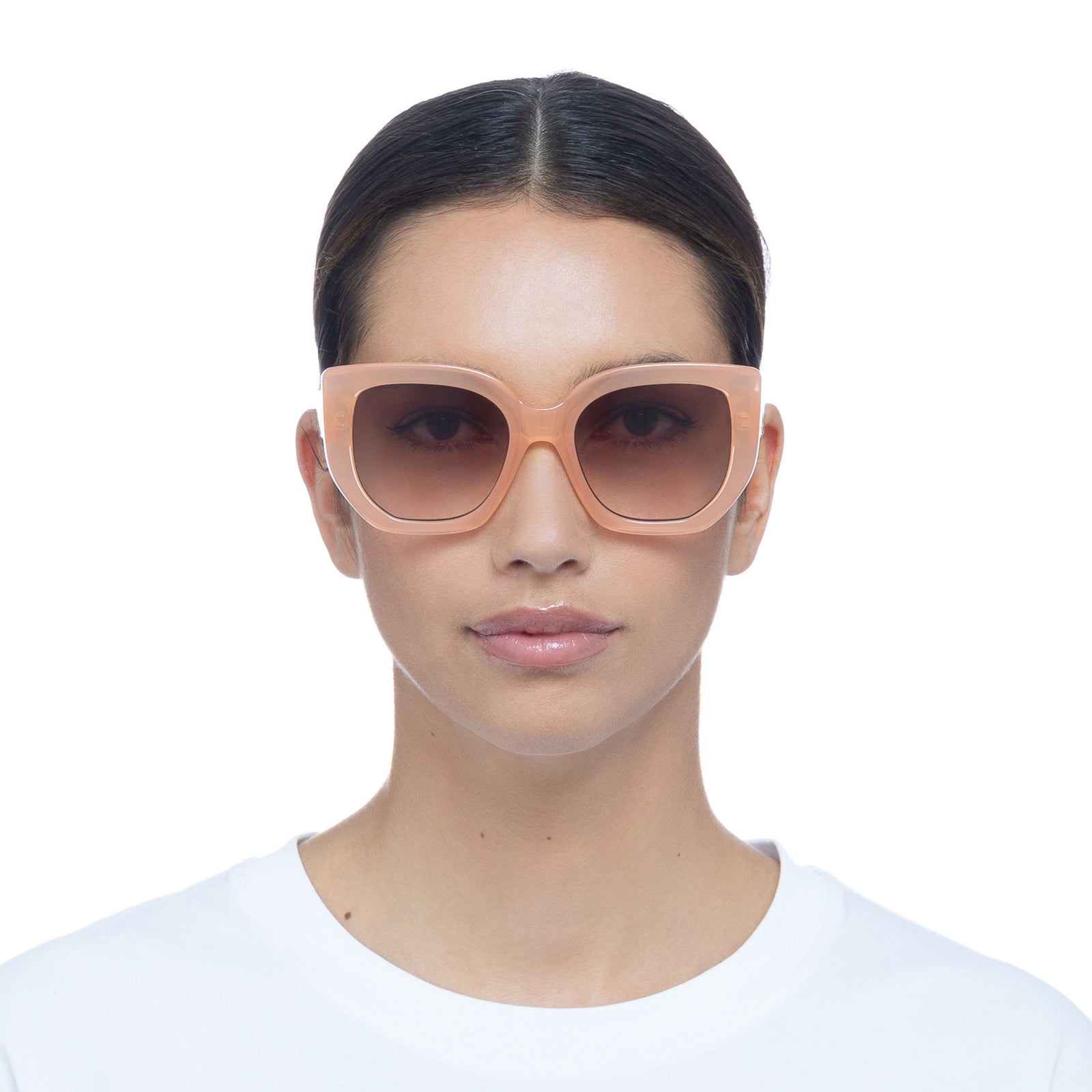 Euphoria Mimosa Pink Female Square Sunglasses | Le Specs