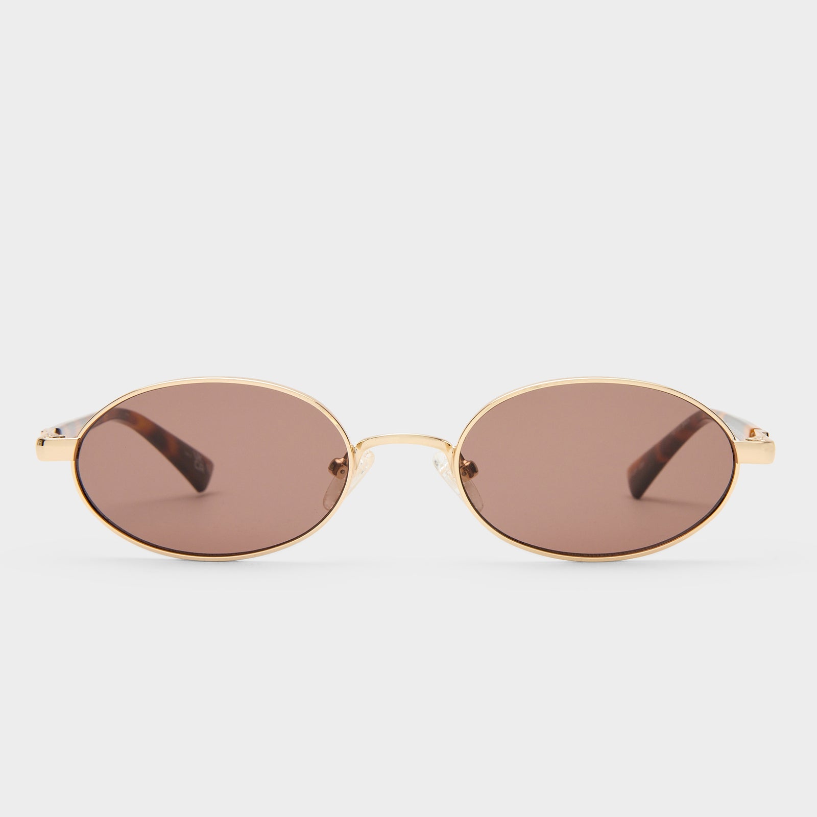 Syle Specs サングラス ブラウン/ゴールド Icicle Bright Gold Uni-Sex Oval Sunglasses | Le Specs