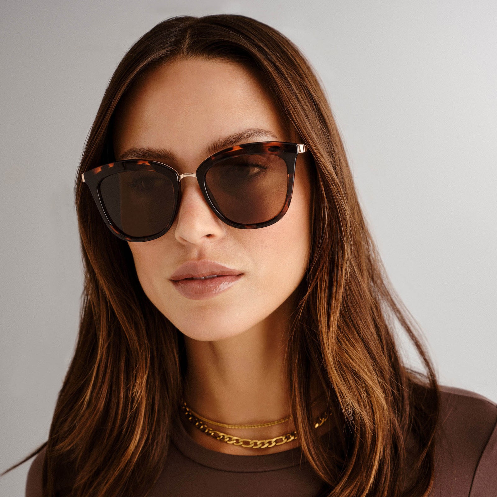 Caliente Tort Rose Gold Female Cat-Eye Sunglasses | Le Specs