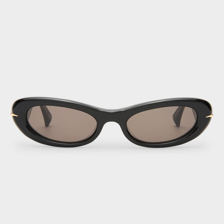 Numero Uno Obsidian Black Female Oval Sunglasses | Le Specs