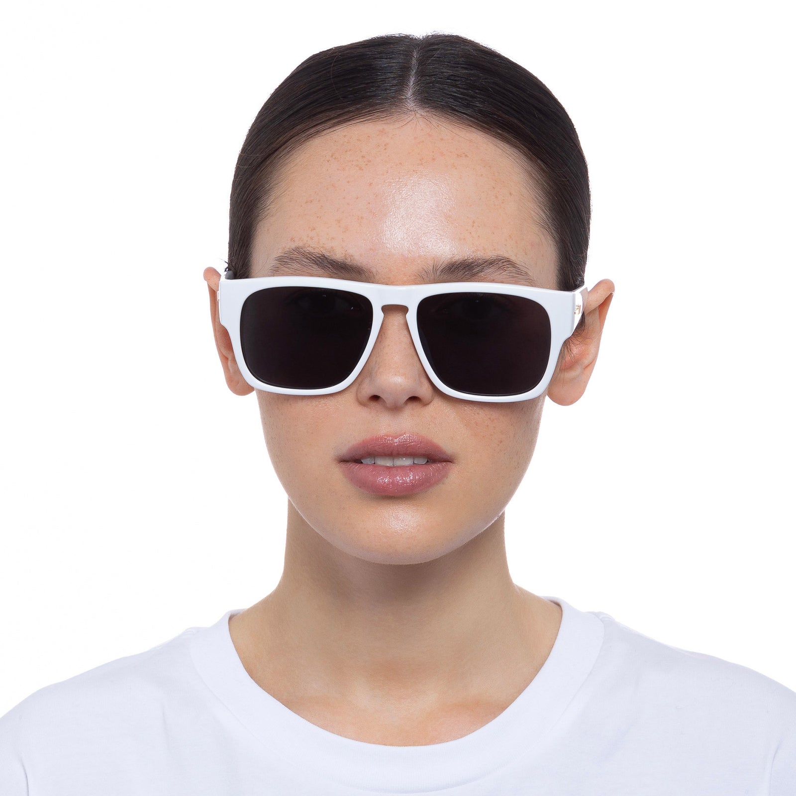 Transmission White Uni-Sex D-Frame Sunglasses | Le Specs