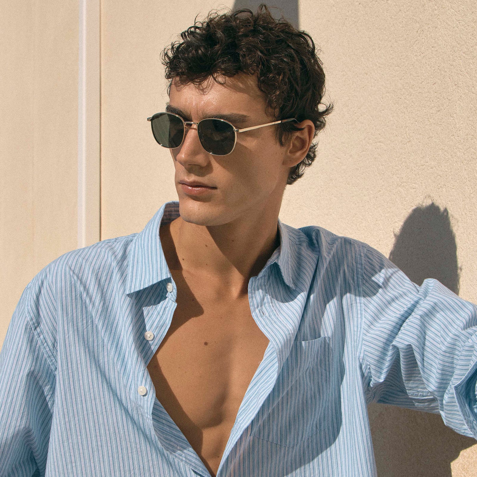 Neptune Deux Gold Uni-Sex Square Sunglasses | Le Specs