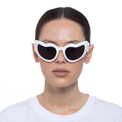 Fast Love White Female Wrap Sunglasses | Le Specs Fast Love White Female Wrap Sunglasses | Le Specs